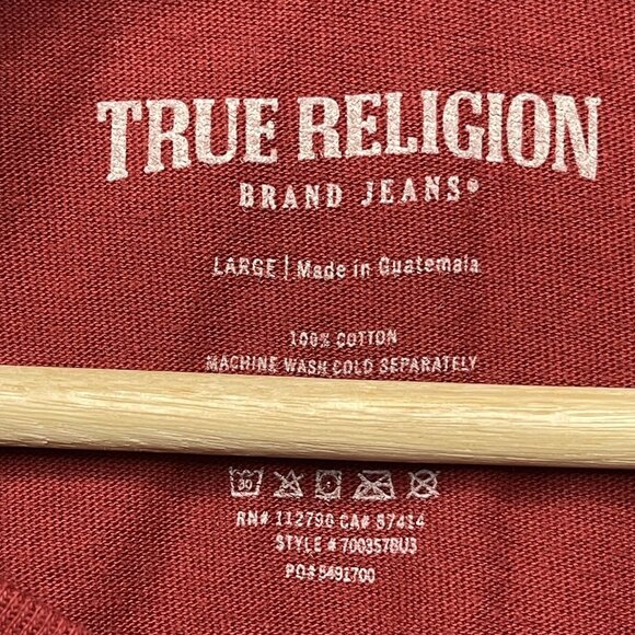 True Religion Brand Jeans Red Dahlia 2002 TRBJ Arc Tree Graphic Large - Picture 5 of 8